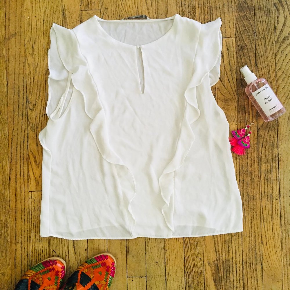 White Ruffle Blouse